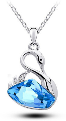 

Silver Shoppee Studded Swan Rhodium Crystal Alloy Pendant