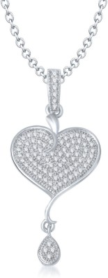 MEENAZ Heart Pendant Locket With Chain For Women Love Valentine Gifts Brass Cubic Zirconia, Diamond Alloy Pendant