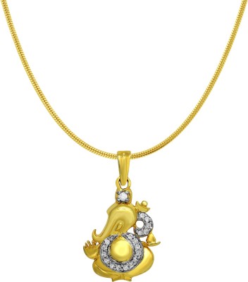 mahi Ganesh Gold-plated Cubic Zirconia Brass, Alloy Pendant