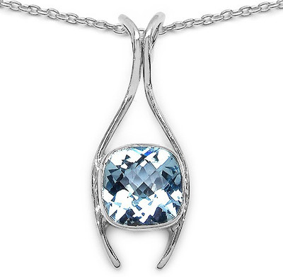 Johareez 5.11CTW Genuine Blue Topaz .925 Sterling Silver Pendant Rhodium Topaz Sterling Silver Pendant