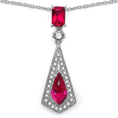 

Johareez 2.20 Grams Pink Cubic Zirconia & White Cubic Zirconia .925 Sterling Silver Pendant Rhodium Cubic Zirconia Sterling Silver Pendant