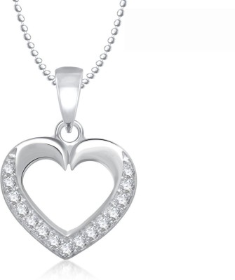 

Meenaz Royal Heart Design Rhodium Cubic Zirconia Alloy Pendant