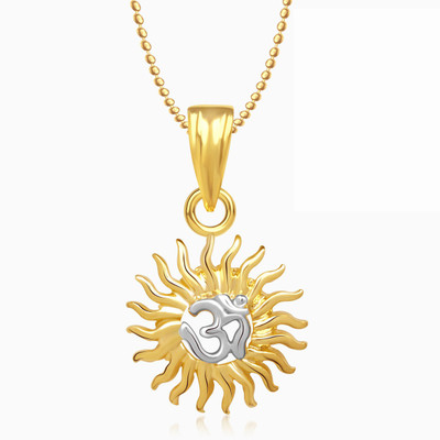 MEENAZ Surya Om Gold & Rhodium Cubic Zirconia Alloy Pendant