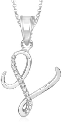 

Amaal White Plated 'L' Letter Pendant Locket Alphabet With Chain Gold-plated Alloy Pendant