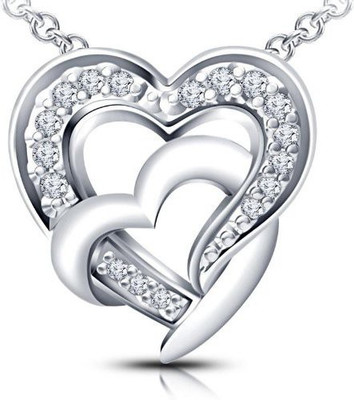 

Vorra Fashion Curvy Double Heart Platinum Cubic Zirconia Sterling Silver Pendant