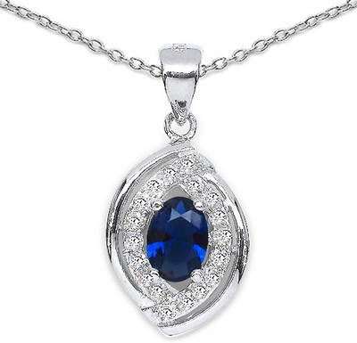 

Johareez 2.20 Grams Blue & White Cubic Zirconia .925 Sterling Silver Pendant Rhodium Cubic Zirconia Sterling Silver Pendant