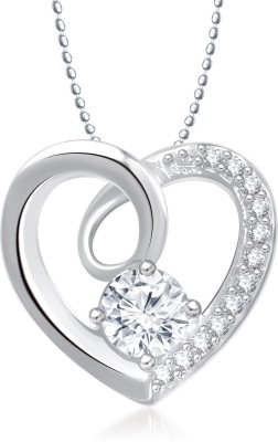 MEENAZ Meenaz Lovely Heart Rhodium Alloy Pendant