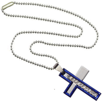 

Men Style Best Selling Crystal Jesus Christ Cross Stainless Steel Pendant Set