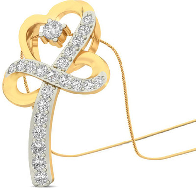Aucent by PC Jeweller The Cross My Heart 18kt Diamond Yellow Gold Pendant(Yellow Gold Plated) Aucent by PC Jeweller The Cross My Heart 18kt Diamond Yellow Gold Pendant(Yellow Gold Plated)