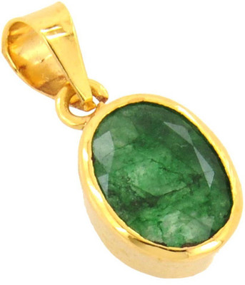 Nirvana Gems 10.25 Ratti Emerald in Panchdhatu Gold-plated Emerald Alloy, Stone Pendant