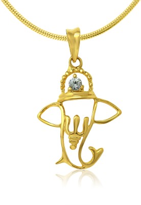 mahi Glorious Ganpati Gold-plated Cubic Zirconia Alloy, Brass Pendant