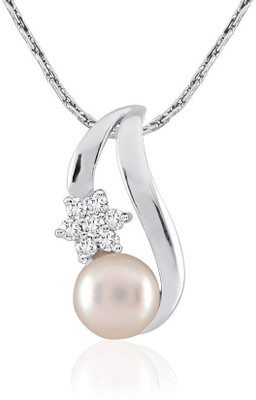 

Kiara Jewellery Deepika Pearl Rhodium Swarovski Crystal Sterling Silver Pendant