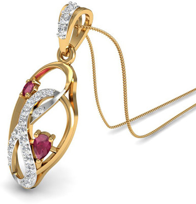 9% OFF on PC Jeweller The Tarja Diamond 18kt Diamond, Ruby Yellow Gold Pendant