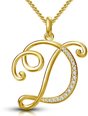 11 Off On Kirati Initial D Letter Gold Plated Cubic Zirconia Silver Pendant On Flipkart Paisawapas Com