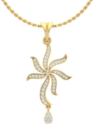 

Jewels5 Flower Drop 14kt Diamond Yellow Gold Pendant