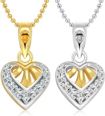 VIGHNAHARTA Glory Heart Selfie Gold-plated Cubic Zirconia Alloy Pendant Set