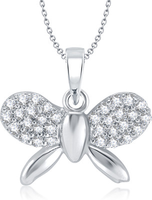 88% OFF on VK Jewels Butterfly American Diamond Rhodium Plated for Women & Girls Cubic Zirconia Alloy Pendant