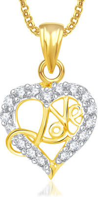 Amaal Heart Fancy Pendant For Girls,Women With Chain Gold-plated Alloy Pendant