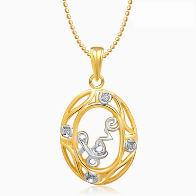 

Meenaz Exclusive Love Design Oval Shape Rhodium Cubic Zirconia Alloy Pendant