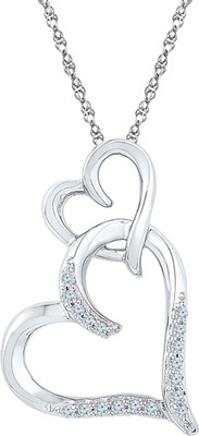 Sri Jagdamba Pearls Valentines Shimmering Heart Sterling Silver Diamond Sterling Silver Pendant