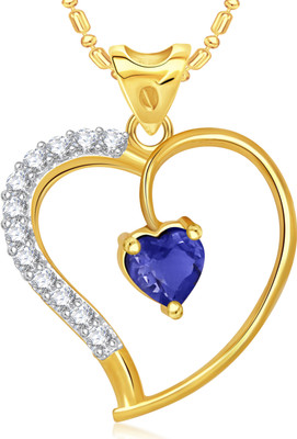 

VK Jewels Blue Stone in Heart Valentine Gold-plated Cubic Zirconia Alloy Pendant