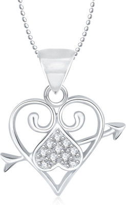 Meenaz Heart Pendant Locket With Chain For Women Love Valentine Gifts Brass Cubic Zirconia, Diamond Alloy Pendant available at flipkart for Rs.275