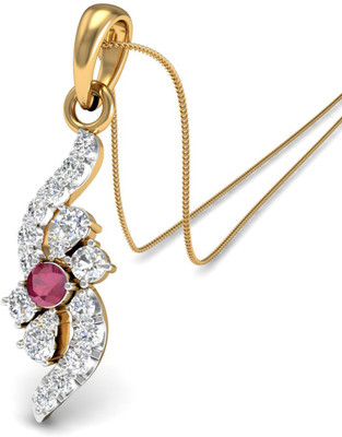 14% OFF on PC Jeweller The Zan Diamond 18kt Diamond, Ruby Yellow Gold Pendant