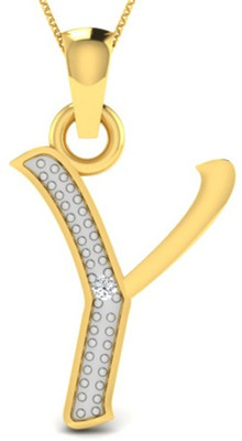 

Kataria Jewellers Letter Y 92.5 BIS Hallmarked Silver Alphabet Initial Yellow Gold Plated Diamond Silver Pendant