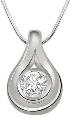 

Kataria Jewellers Single Solitiare White Gold plated Diamond Sterling Silver Pendant