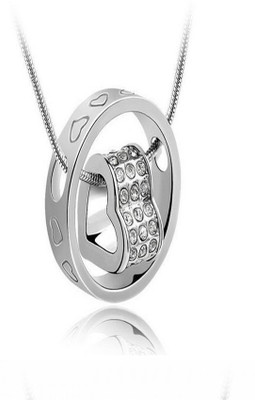 

Caratcube Silver Austrian Crystal Heart and Ring Shape Gold-plated Crystal Alloy Pendant