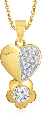 Meenaz Heart Pendant Locket With Chain For Women Love Valentine Gifts Brass Cubic Zirconia, Diamond Alloy Pendant available at flipkart for Rs.299