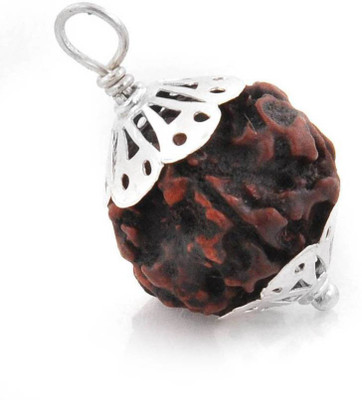 SHIVOHAM Five Mukhi Rudraksha with Silver Cap Silk Dori Locket