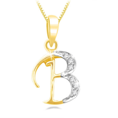 28% OFF on Sparkles Beautiful B Shape Diamond Yellow Gold Pendant