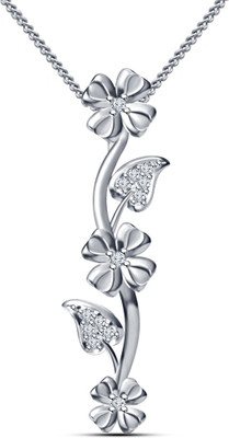 

Vorra Fashion Beautiful Flower Leaf Gold-plated Cubic Zirconia Sterling Silver Pendant