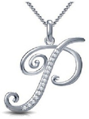 

Vorra Fashion Initial "P" Letter Platinum Cubic Zirconia Sterling Silver Pendant
