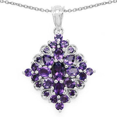 

Johareez Beautiful Rhodium Amethyst Sterling Silver Pendant