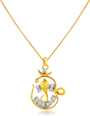 SPARGZ Spritual Om Ganpati Gold-plated Cubic Zirconia Brass Pendant