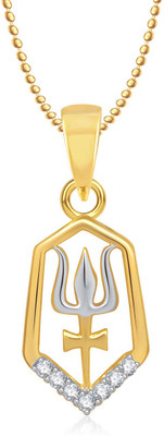 MEENAZ Trishul God Pendant With Chain Gifts Jewellery Set Gold-plated, Brass Cubic Zirconia, Diamond Alloy Pendant