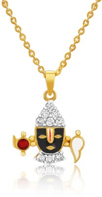 mahi Shri Balaji Gold-plated Cubic Zirconia Brass, Alloy Pendant