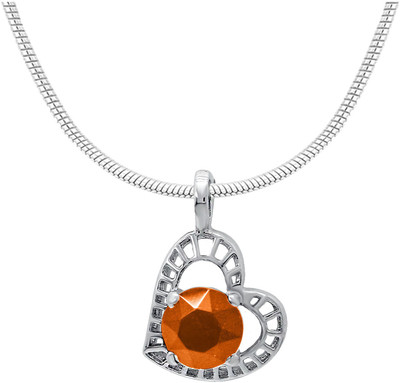 mahi Yellow Stylized Heart Rhodium Swarovski Crystal Alloy Pendant