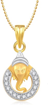 MEENAZ Ganpati God Pendant With Chain Gifts Jewellery Set Gold-plated, Brass Cubic Zirconia, Diamond Alloy Pendant