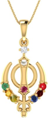PeenZone 92.5 khanda Gold-plated Coral, Ruby, Cat's Eye, Pearl Sterling Silver Pendant