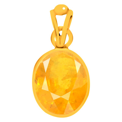 

Clara Yellow Sapphire Pukhraj 5.5 carat or 6.25ratti Panchdhatu Gold-plated Sapphire Silver Pendant