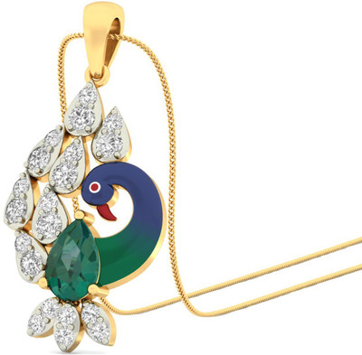 Aucent by PC Jeweller The Kalapi 18kt Diamond, Emerald Yellow Gold Pendant(Yellow Gold Plated) Aucent by PC Jeweller The Kalapi 18kt Diamond, Emerald Yellow Gold Pendant(Yellow Gold Plated)