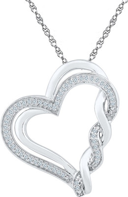 Sri Jagdamba Pearls Dashing Heart Valentines Sterling Silver Diamond Sterling Silver Pendant