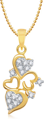 Meenaz Heart Pendant Locket With Chain For Women Love Valentine Gifts Brass Cubic Zirconia, Diamond Alloy Pendant available at flipkart for Rs.275
