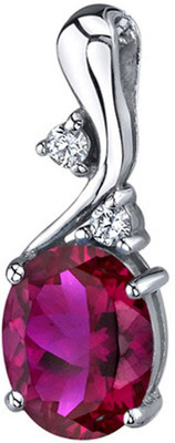 

Peora Oval Shape Rhodium Ruby Sterling Silver Pendant