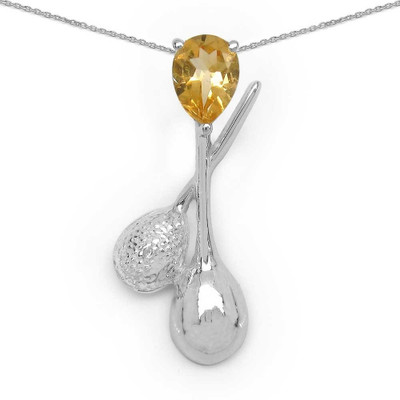 

Johareez Rhodium Citrine Sterling Silver Pendant