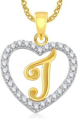 AMAAL Heart 'J' Alphabet Pendant Gold-plated Alloy Pendant