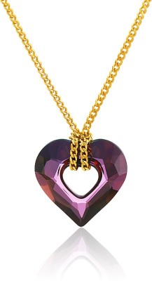 mahi Miss U Heart Gold-plated Swarovski Crystal Brass, Alloy Pendant